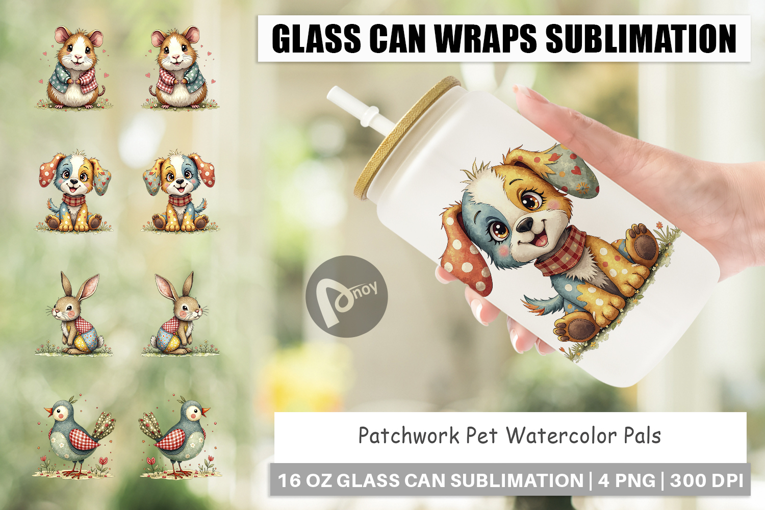 Patchwork Pet Pals Glass Can product image 1