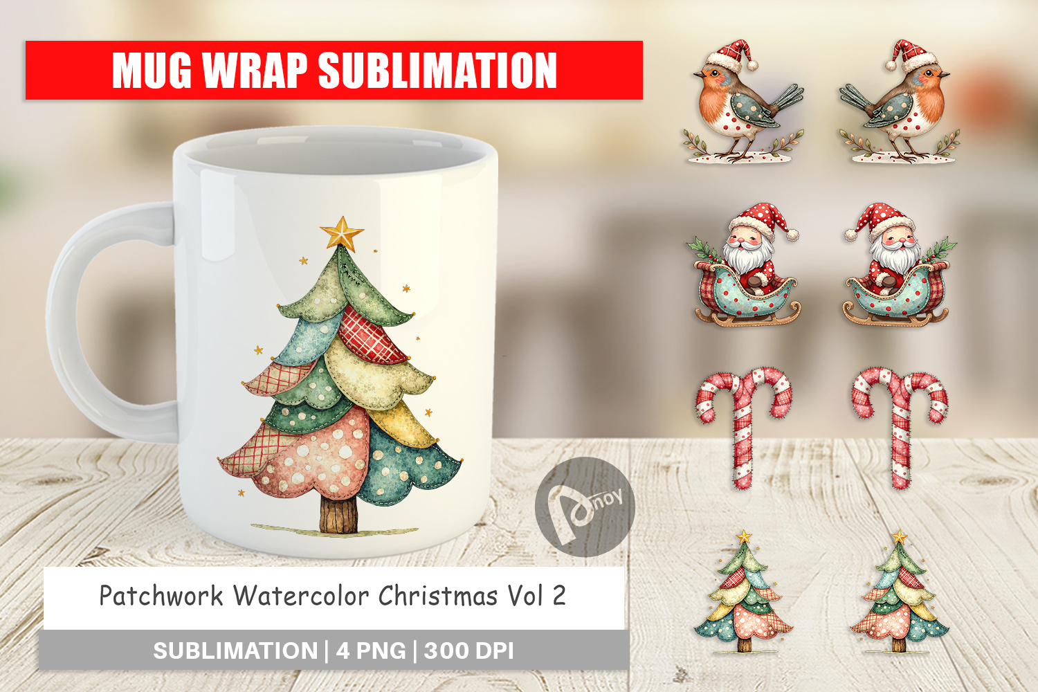 Patchwork Christmas Mug Wrap product image 1