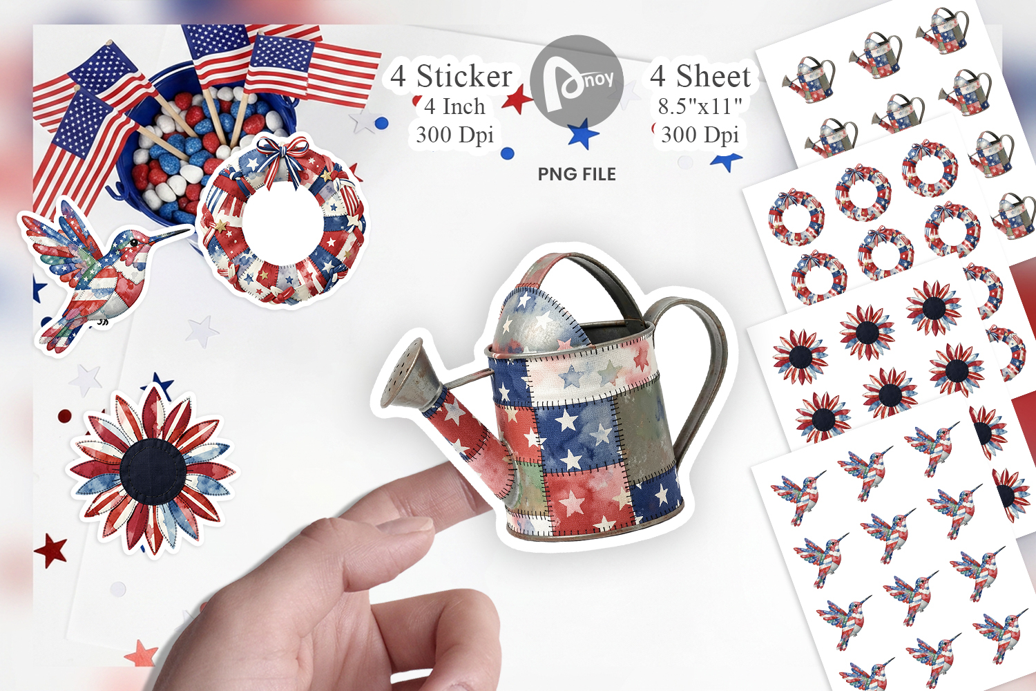 Patriotic Bloom Fabric Sticker product image 1