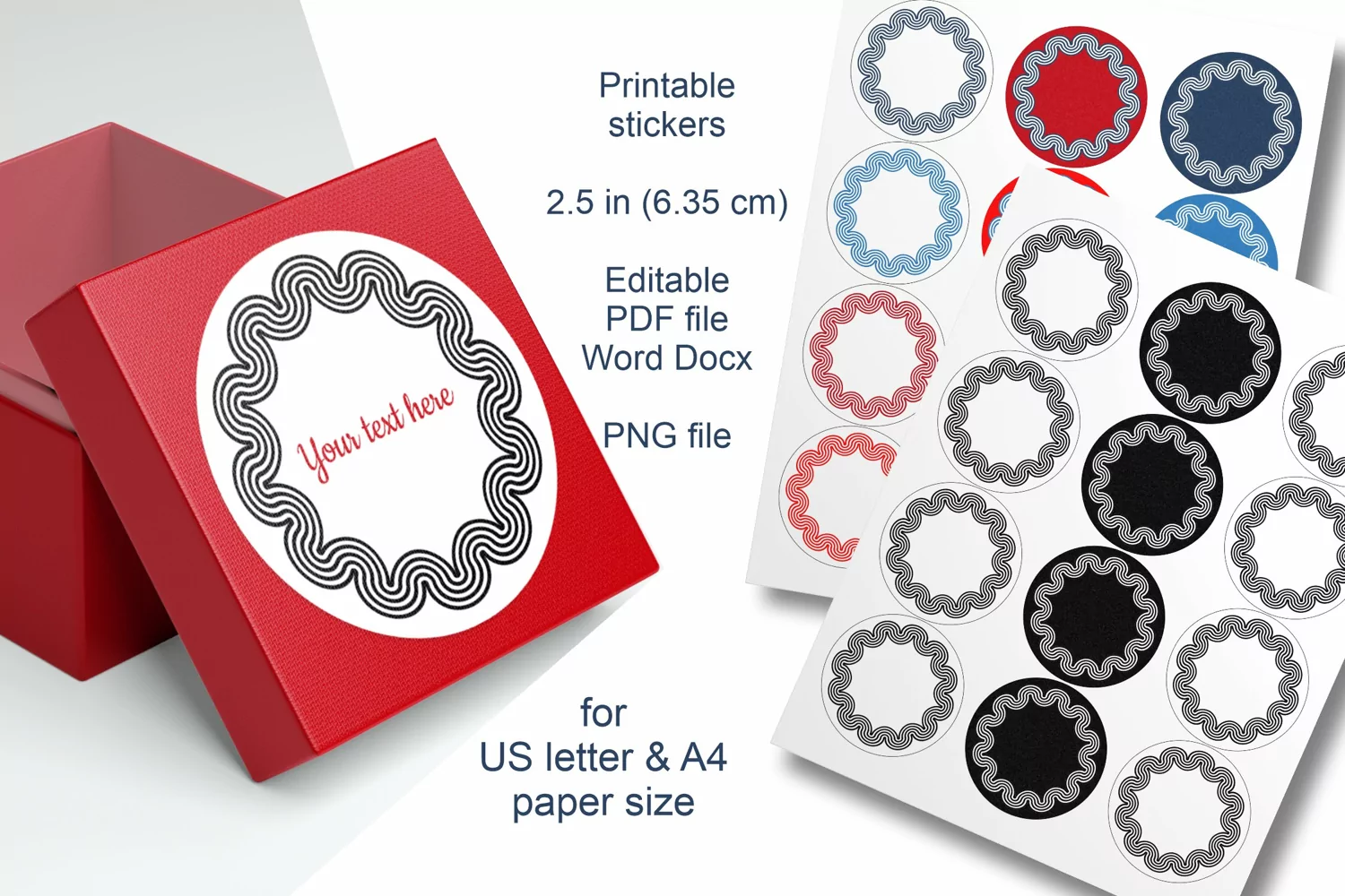 Patriotic Colors Printable Round Labels Editable Text