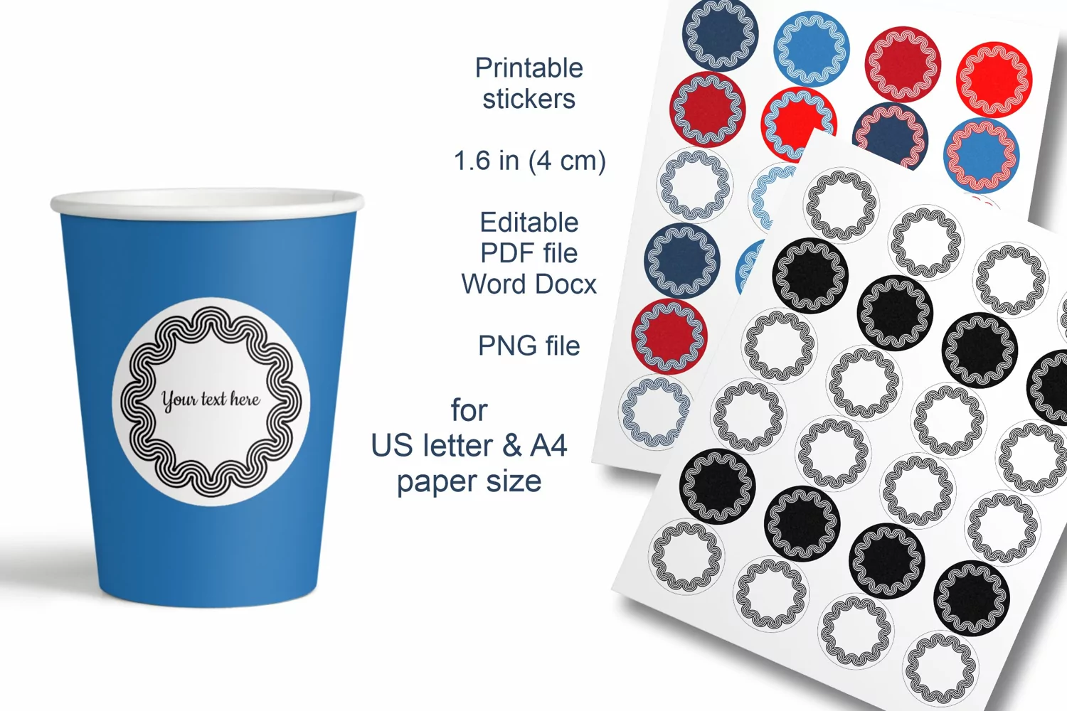 Patriotic Colors Small Labels 24 per A4 and US Letter