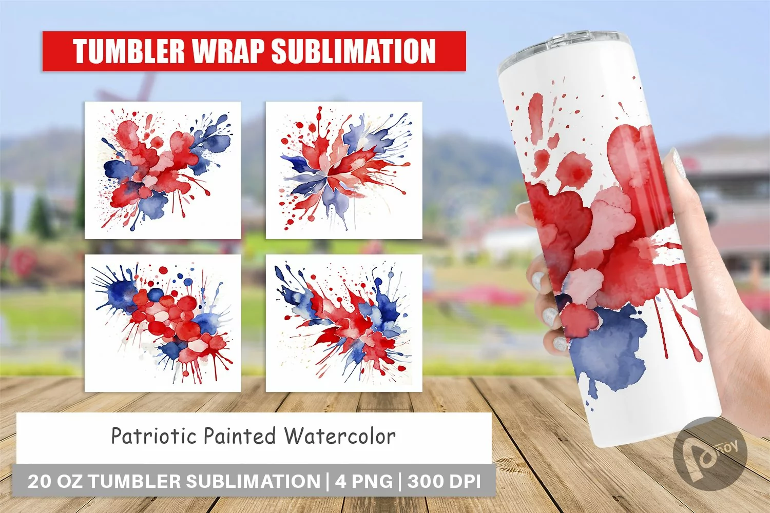 Tumbler Sublimation Wrap Patriotic Splash product image 1