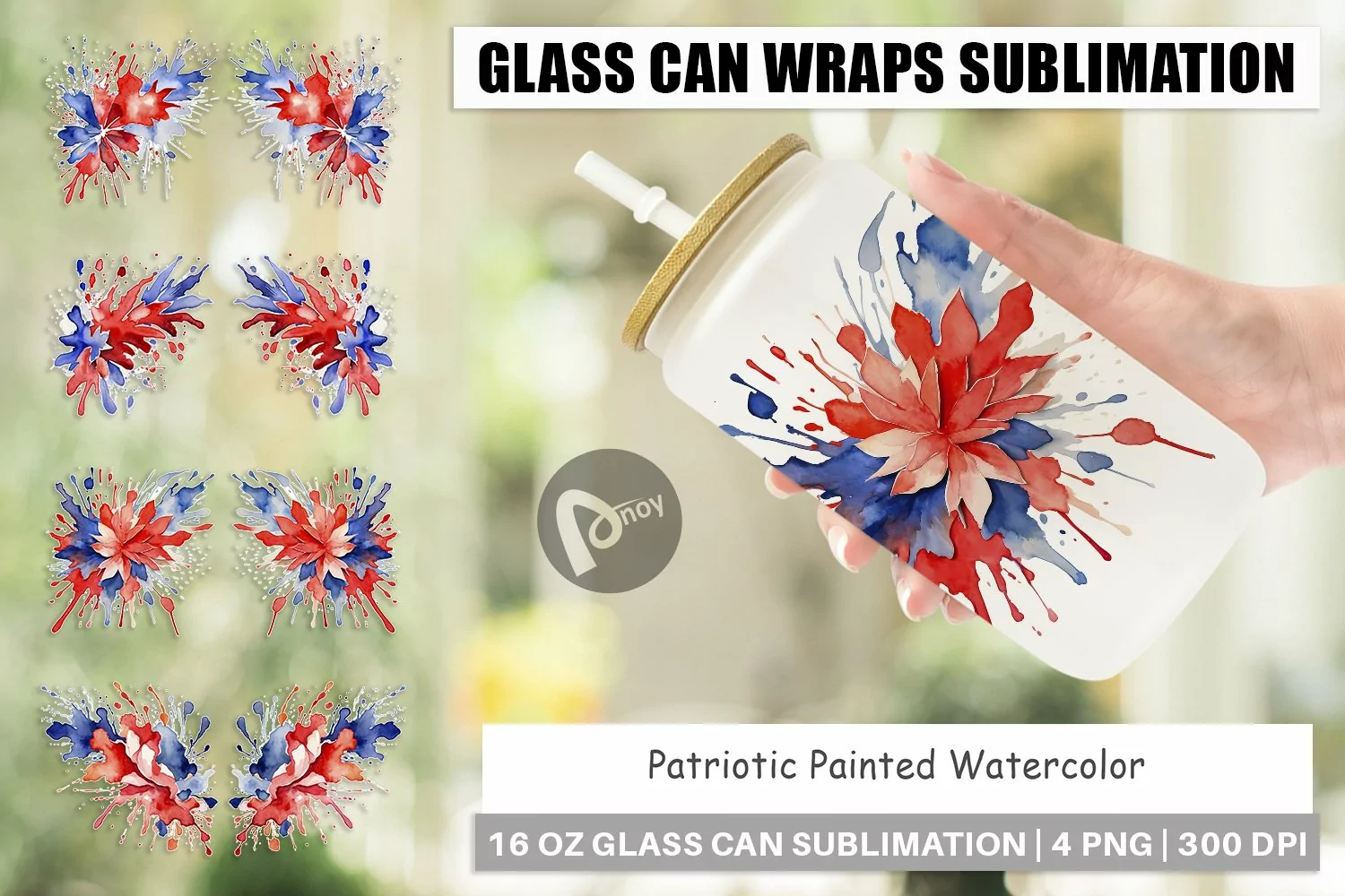 Glass Can Wraps Patriotic Splash product image 1