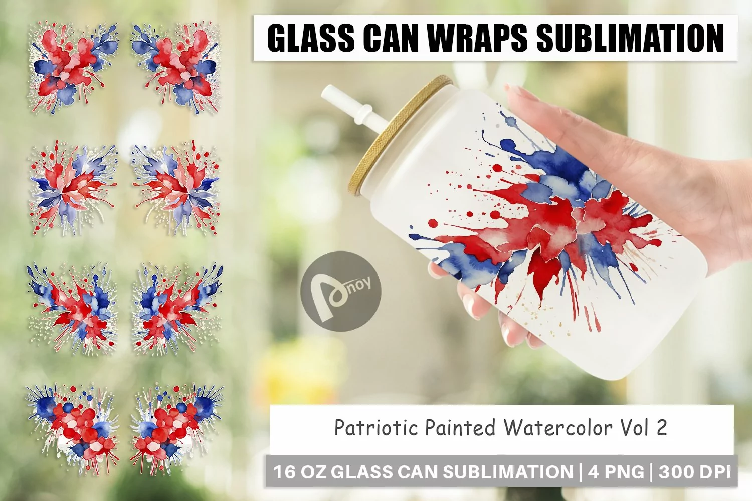 Glass Can Wraps Patriotic Splash product image 1