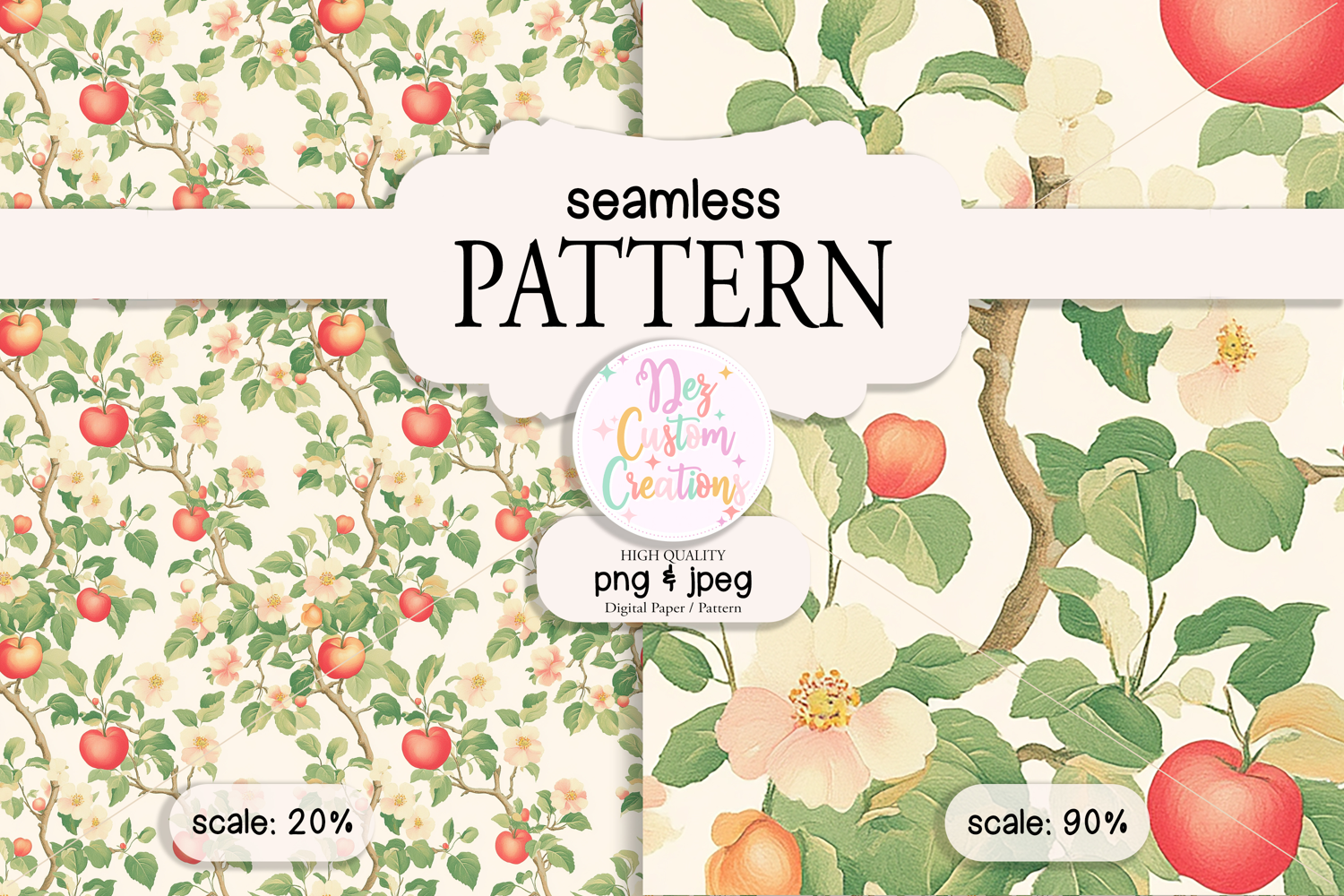 Vintage Apple Tree Seamless Pattern No. 2 - Digital paper product image 1