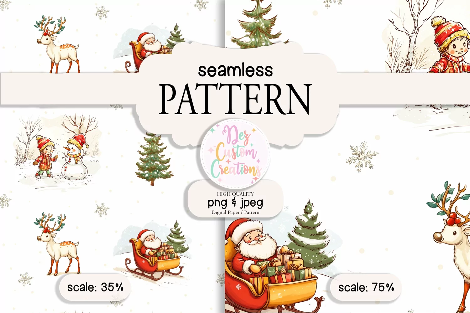 Vintage Christmas Seamless Pattern - Digital Paper product image 1
