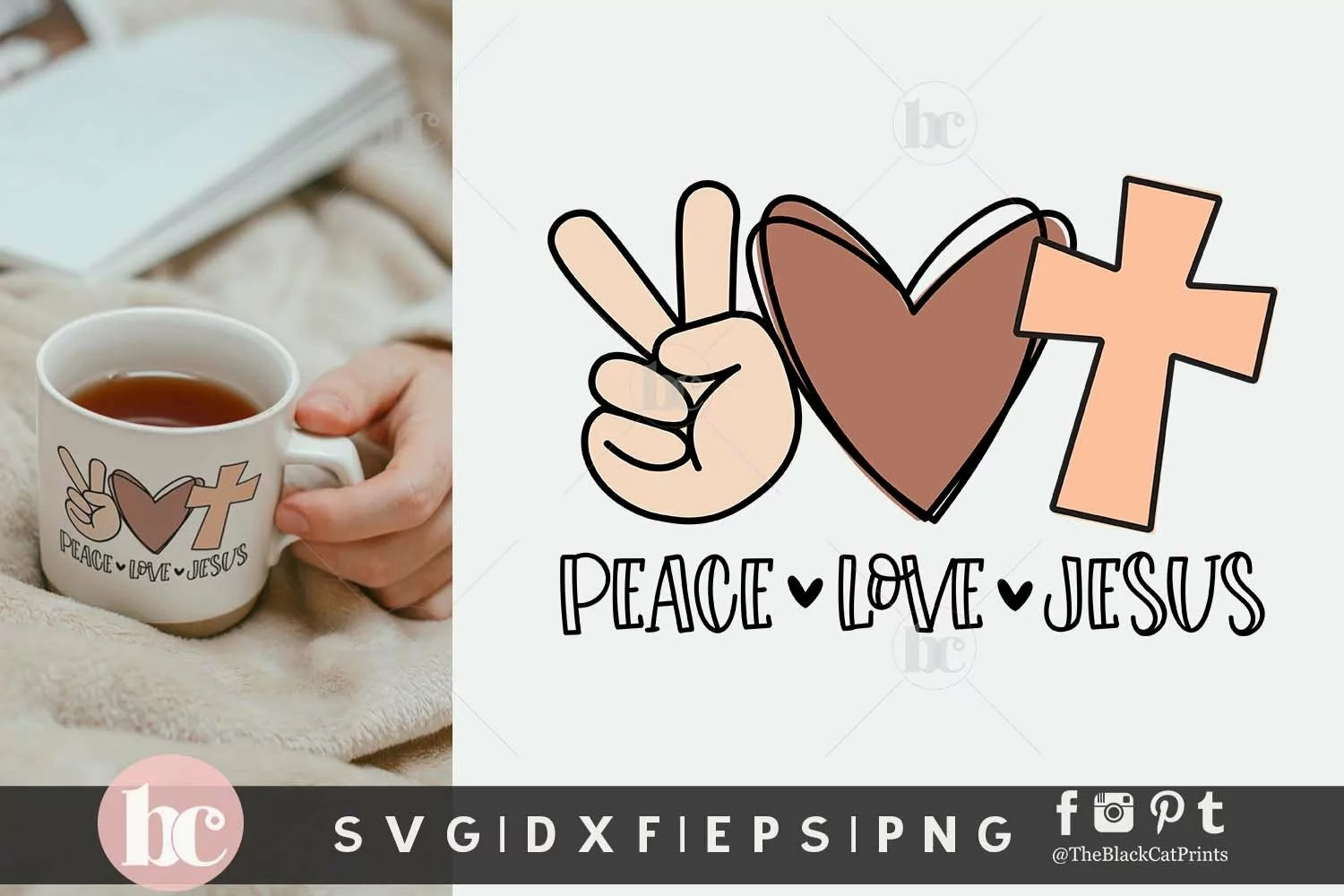 Peace Love Jesus SVG | Jesus Cut File | Christian SVG product image 1