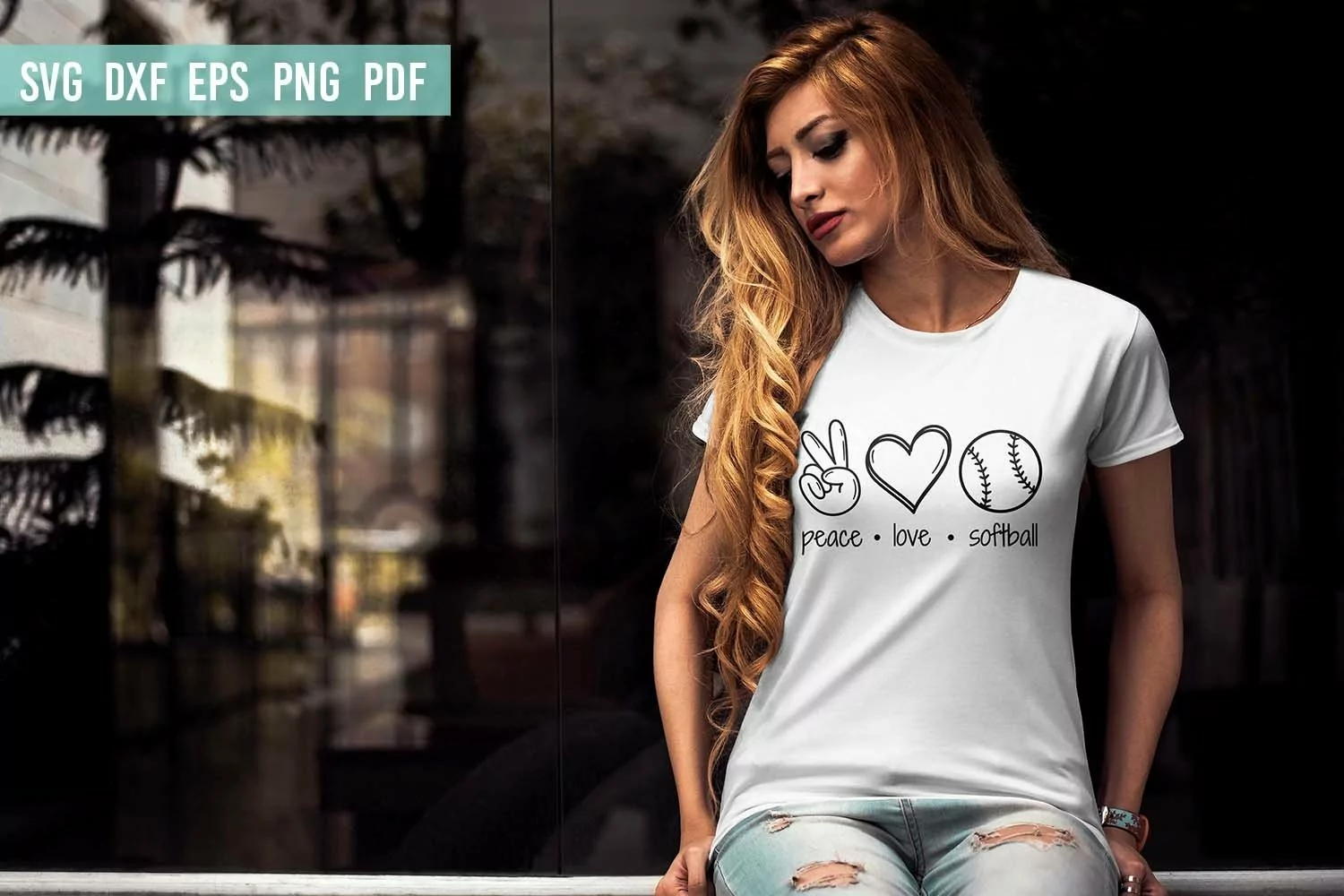 Softball SVG | Peace Love Softball | Softball Mom SVG product image 1
