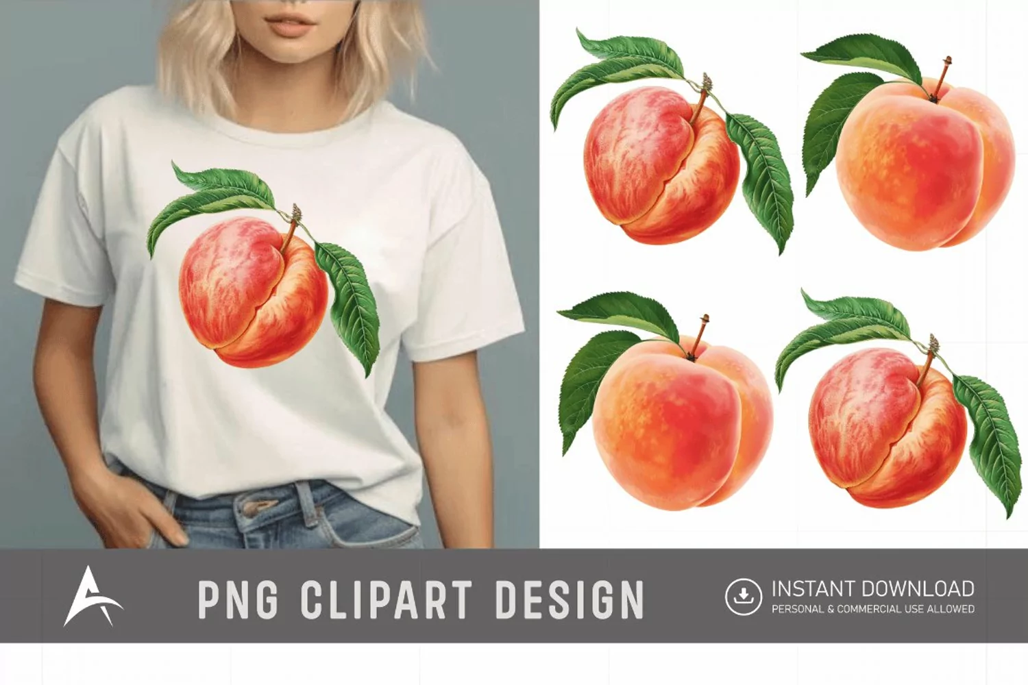 Watercolor Peach Clipart product image 1