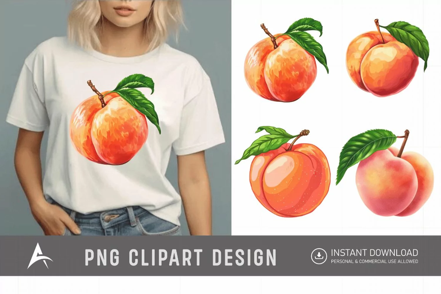 Watercolor Peach Clipart product image 1