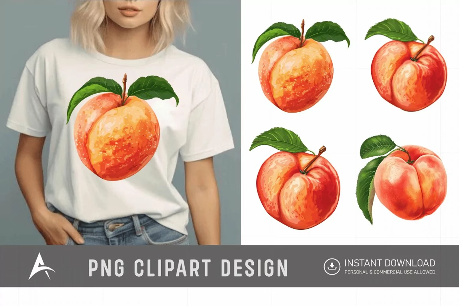 Watercolor Peach Clipart product image 1