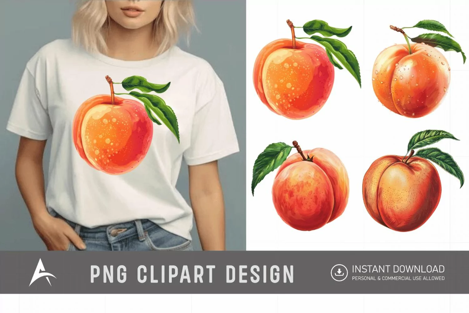 Watercolor Peach Clipart product image 1