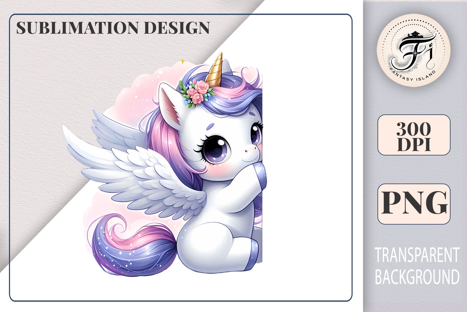 Cute watercolor peeking unicorn clipart with a happy expression, perfect for kids designs and sublimation projects.