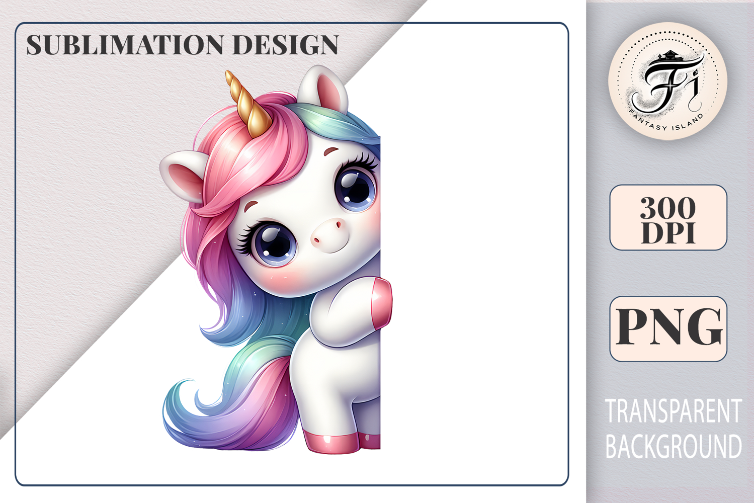 Surprised peeking unicorn clipart in watercolor style, great for playful kids graphics and party cards.