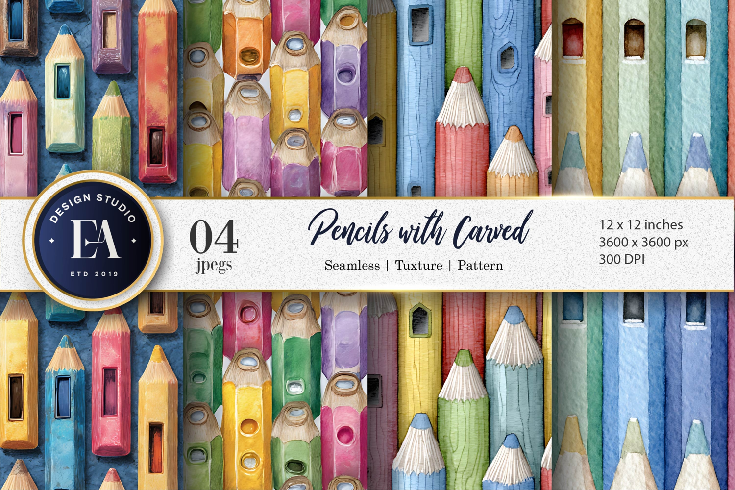 Hand-Painted Pencil Houses Seamless Pattern Digital Paper product image 1