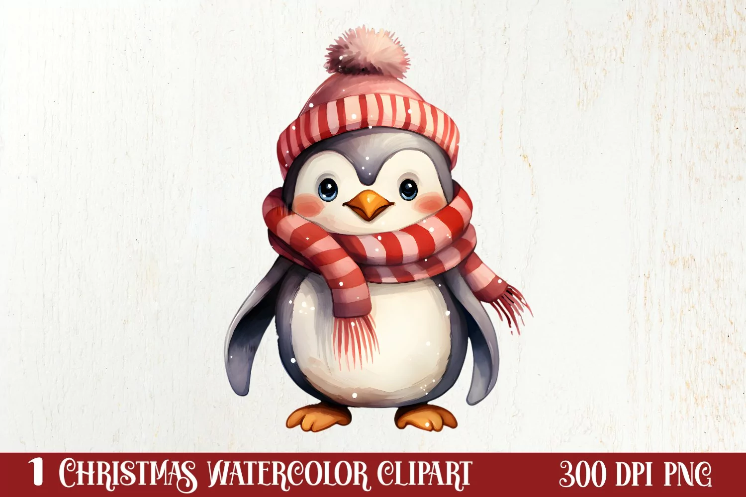 Penguin Christmas Santa Hats Sublimation Clipart product image 1