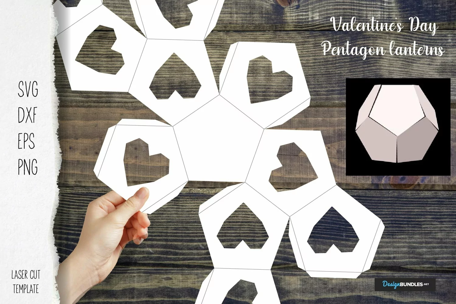 Pentagon Valentine's Day lanterns paper cut product image 1