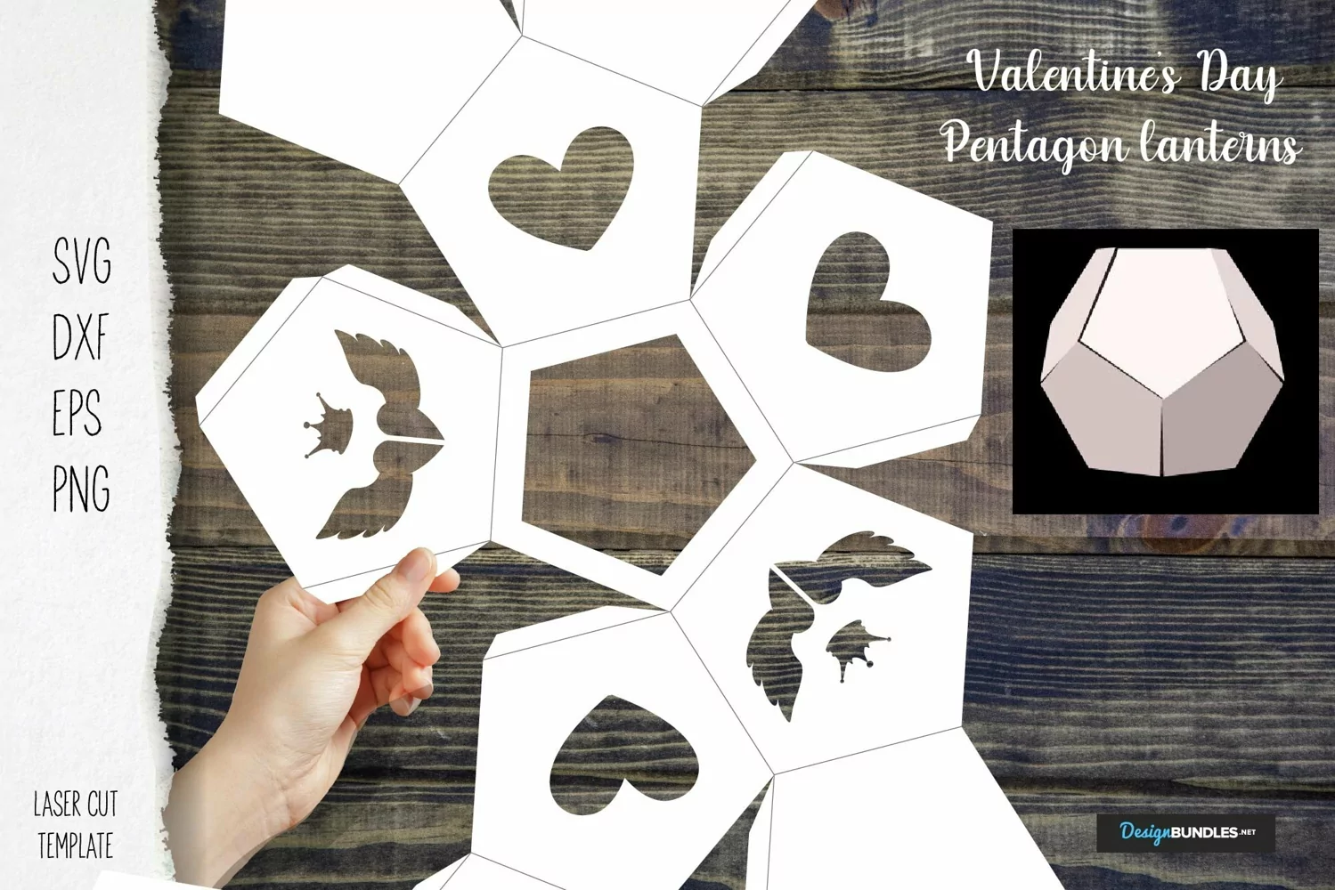 Pentagon Valentine's Day lanterns paper cut product image 1