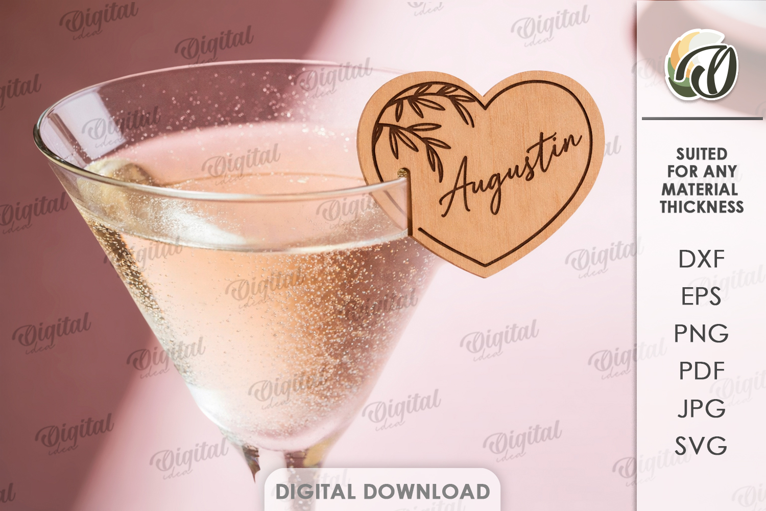 Personalized Glass Tag Laser Cut. Drink Tag SVG product image 1