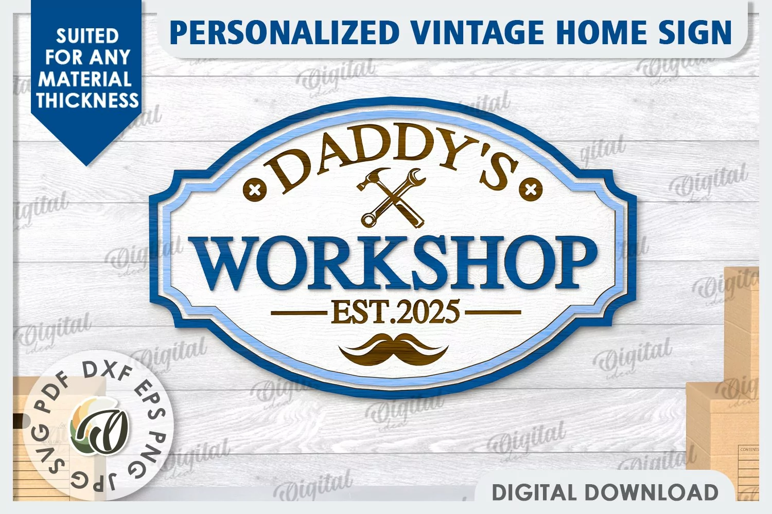 3D Wooden Sign Laser Cut. Daddy's Workshop Sign SVG product image 1