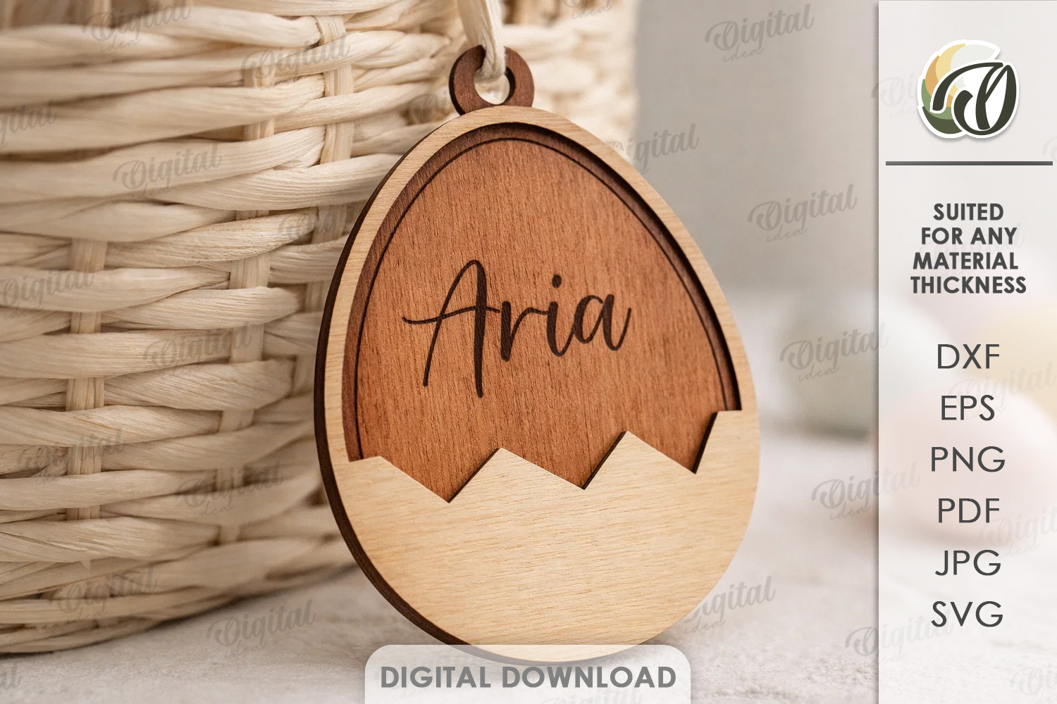 Personalized Easter Tag Laser Cut. Gift Tag SVG product image 1