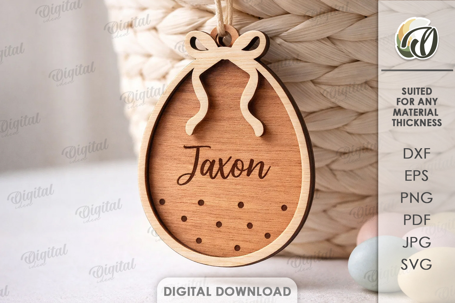 Personalized Easter Tag Laser Cut. Gift Tag SVG product image 1