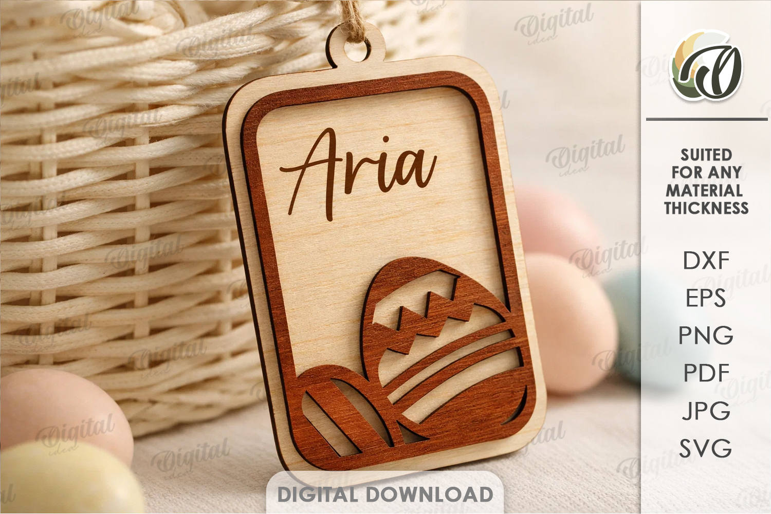 Personalized Easter Tag Laser Cut. Gift Tag SVG product image 1