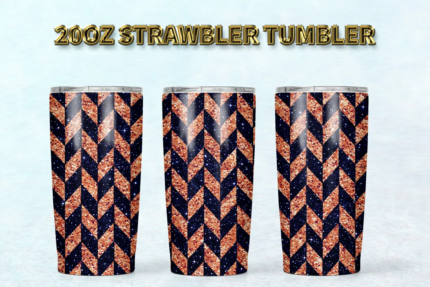 Glitter Print 20o20oz Strawbler Tumbler Sublimation PNG product image 1