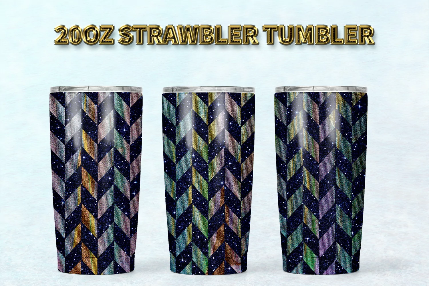 Glitter Print 20o20oz Strawbler Tumbler Sublimation PNG product image 1