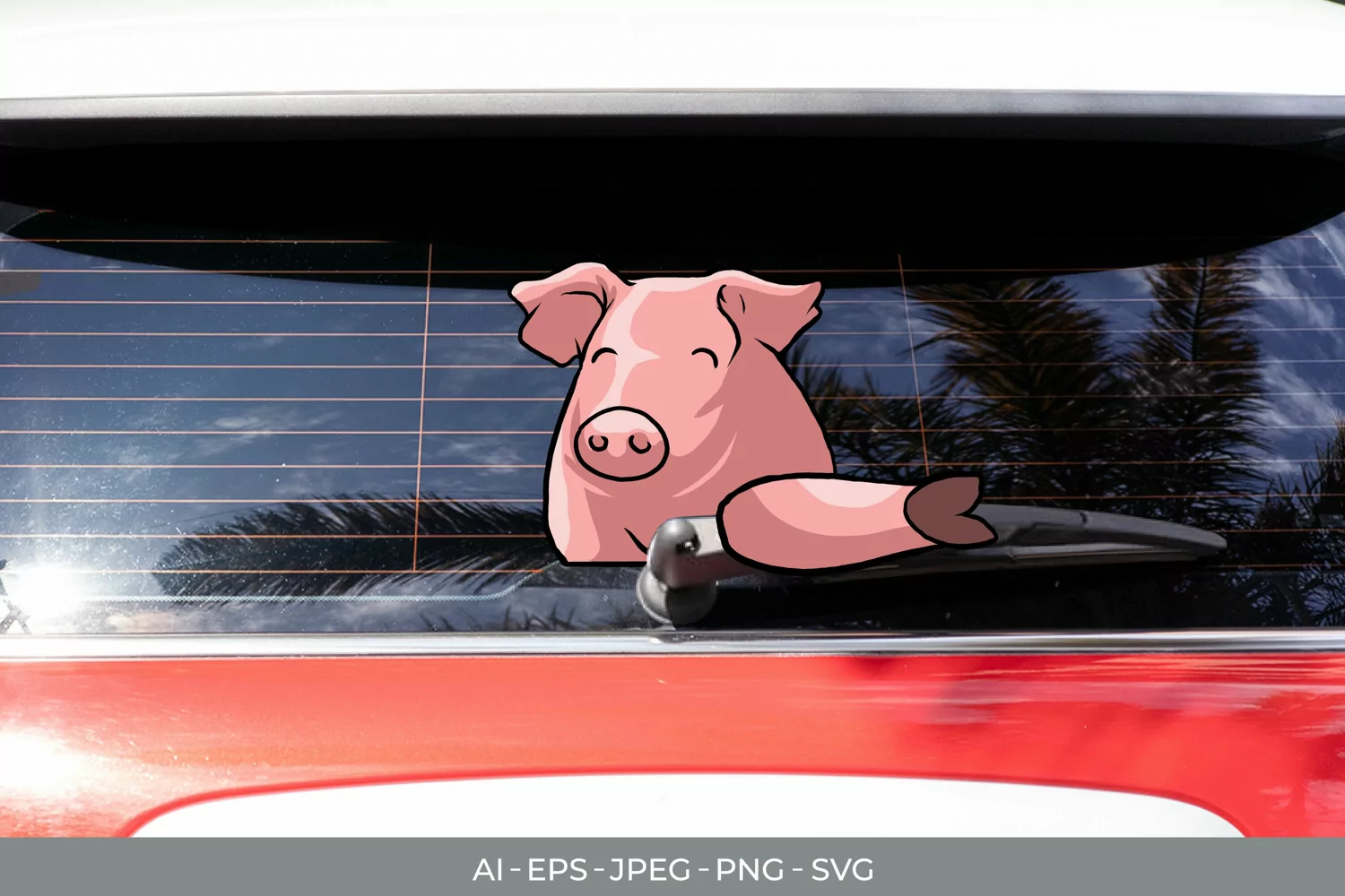 Pig Waving Wiper Tag Car Decal Sticker product image 1