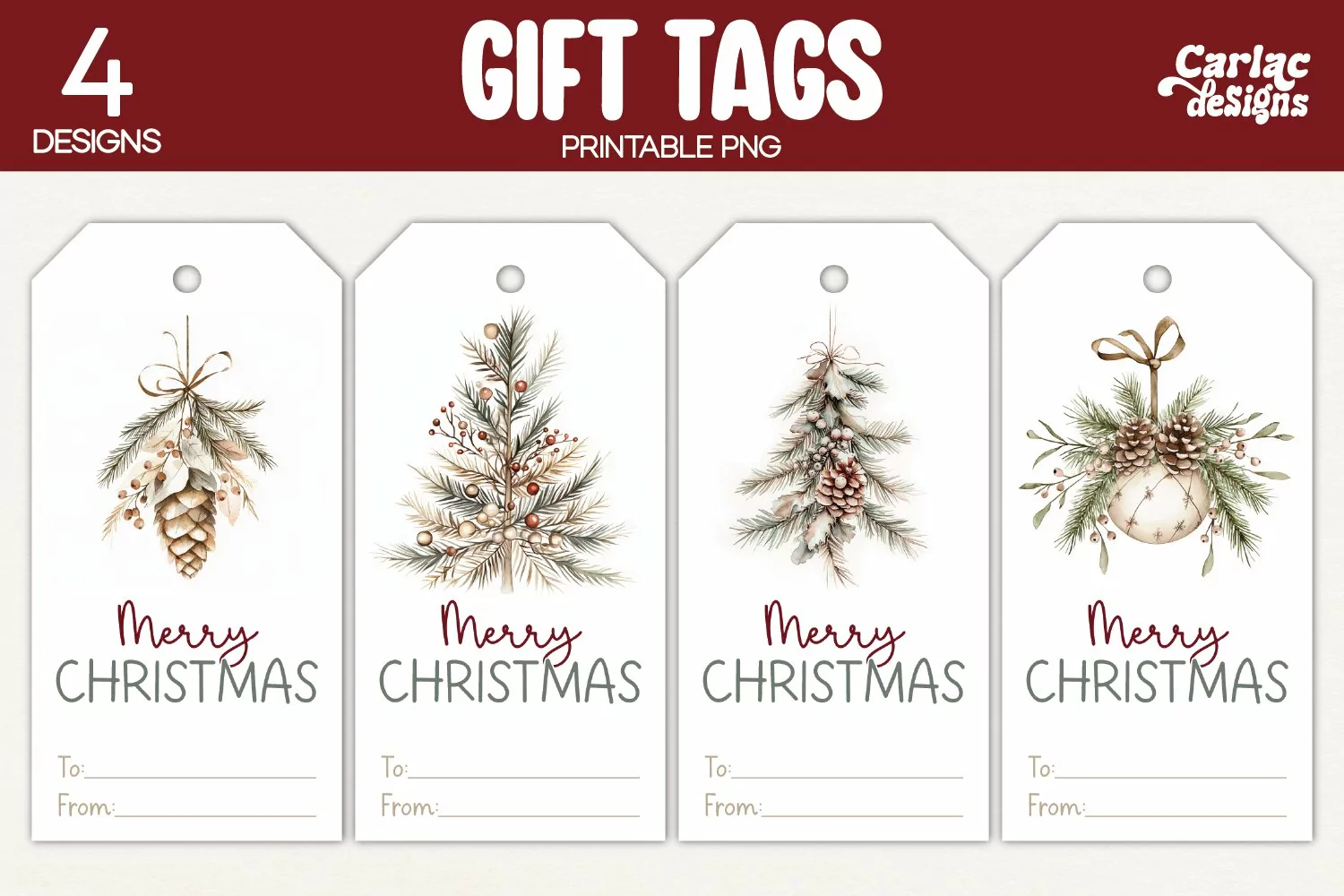 pine tree decor gift tags