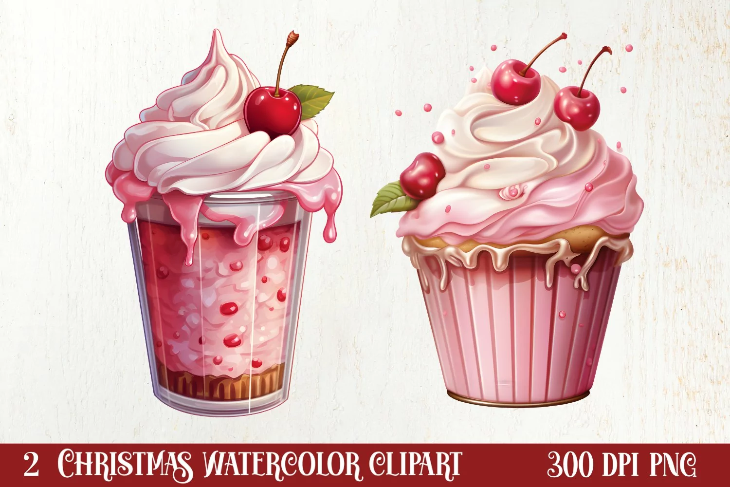 Pink Christmas Coffee Sublimation Clipart, Christmas PNG product image 1