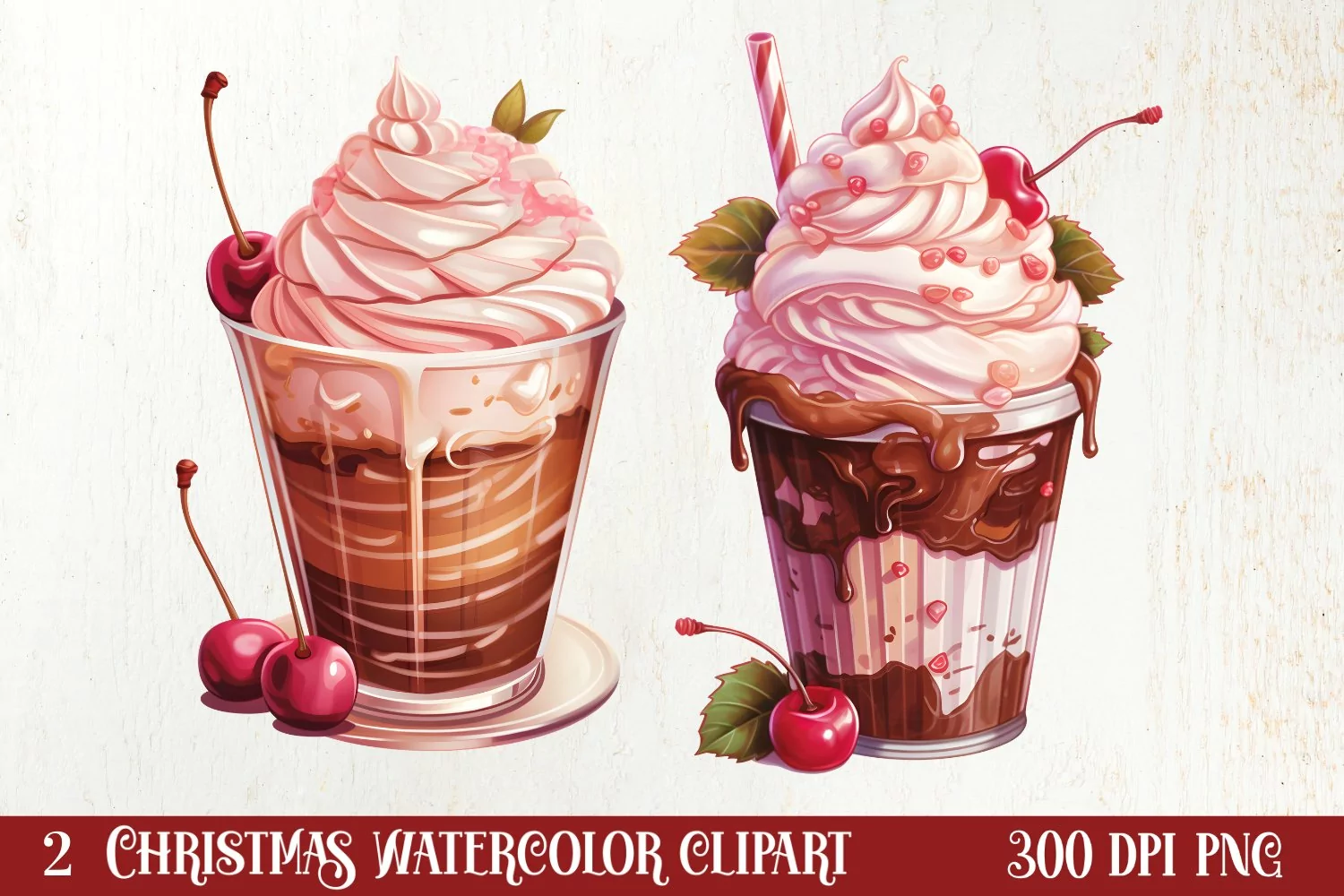 Pink Christmas Coffee Sublimation Clipart, Christmas PNG product image 1