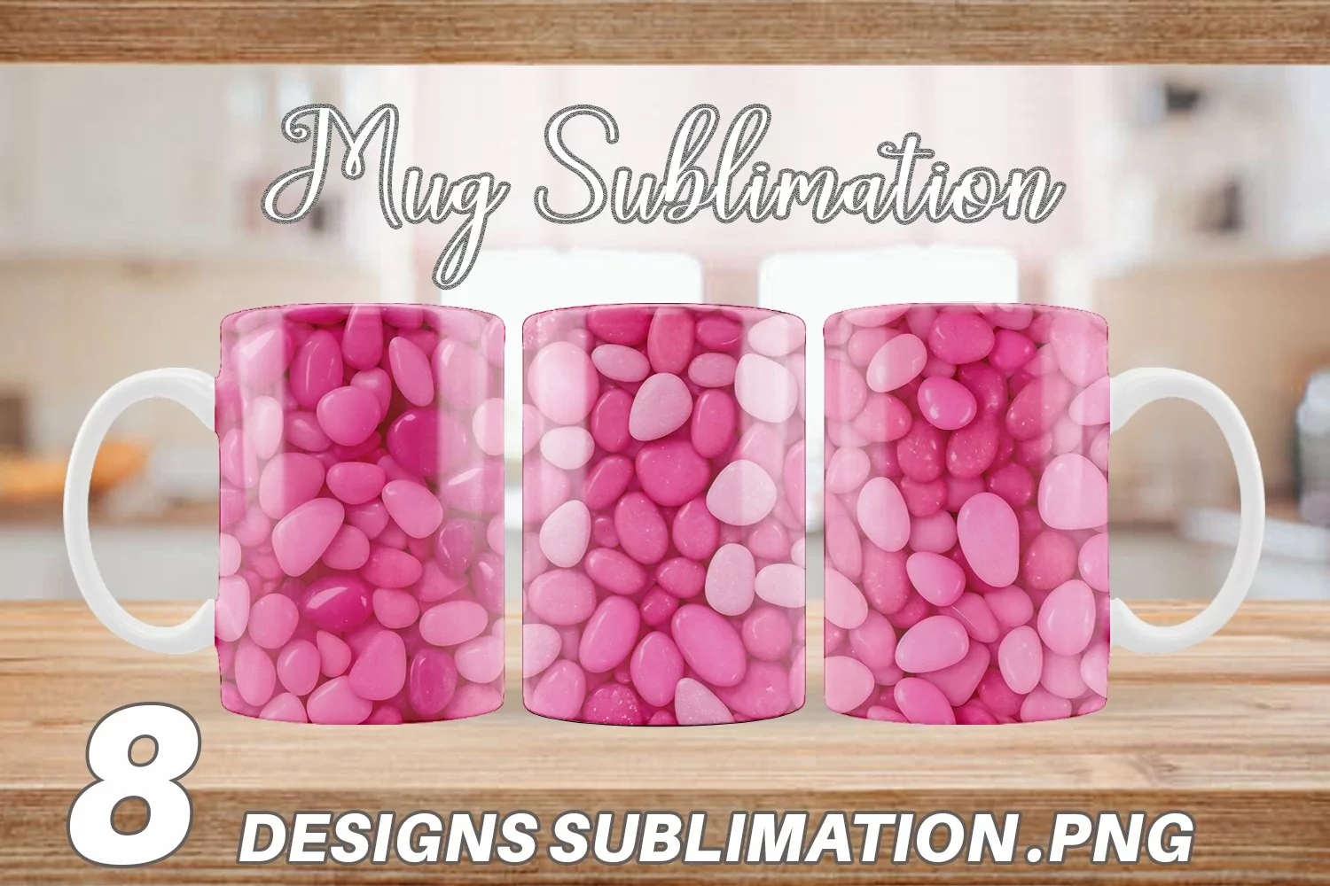 Pink Color Stones Mug sublimation design product image 1