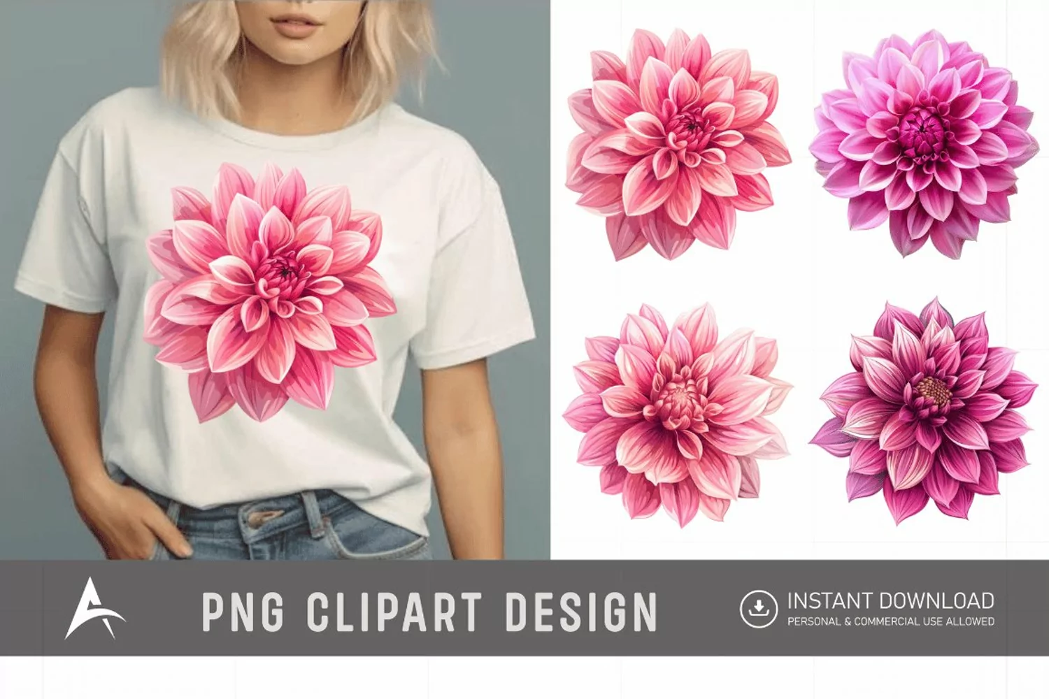 Watercolor Pink Dahlia Clipart product image 1