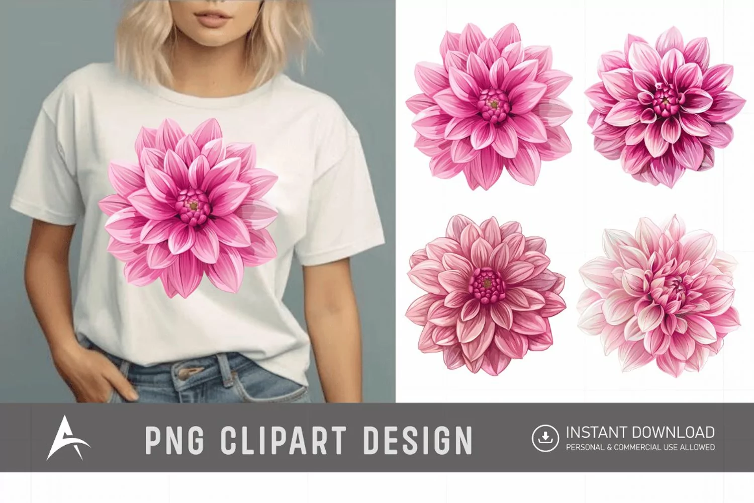 Watercolor Pink Dahlia Clipart product image 1