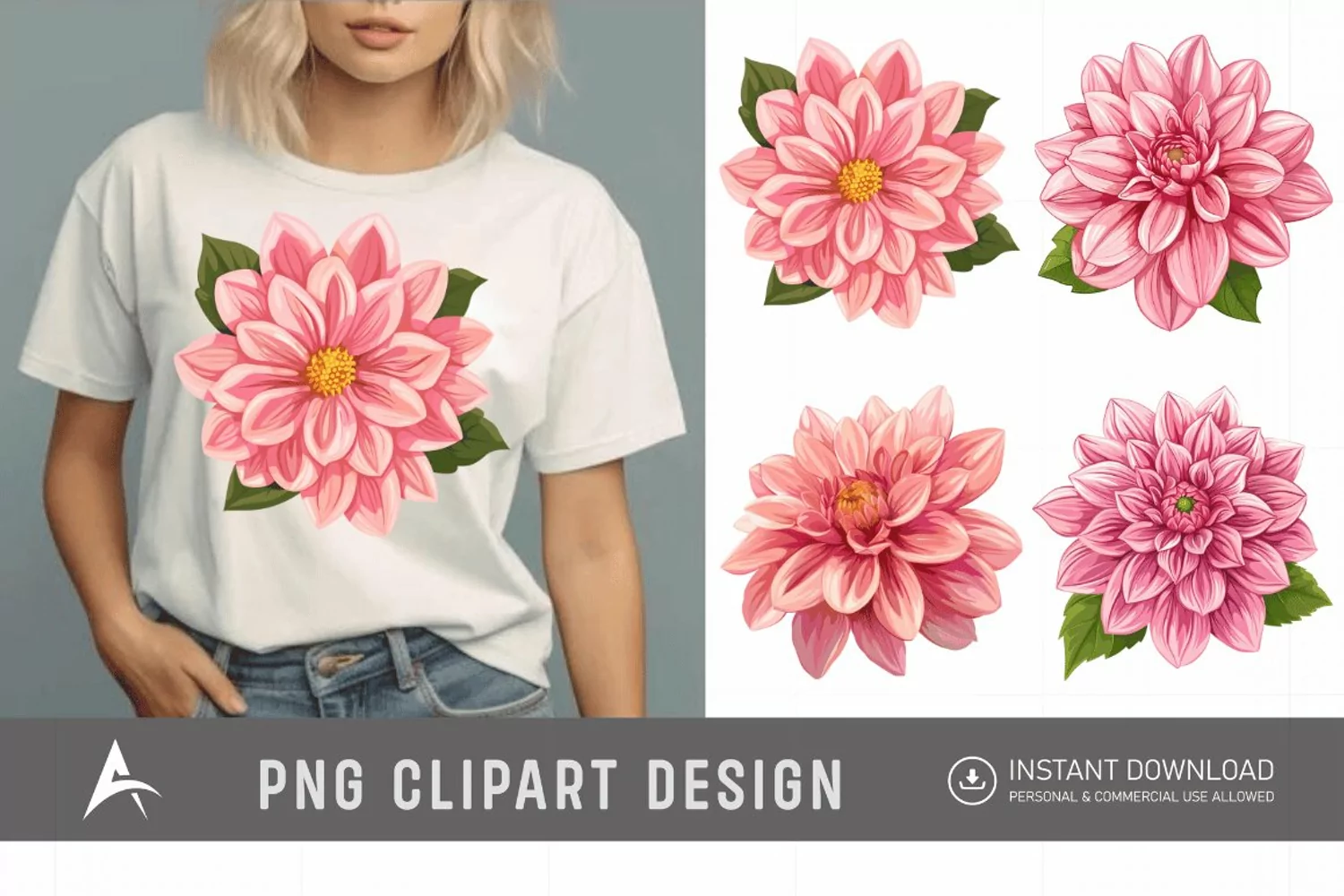 Watercolor Pink Dahlia Clipart product image 1