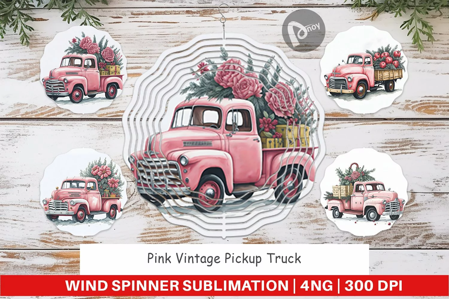 Wind Spinner Pink Vintage Pickup Truck product image 1