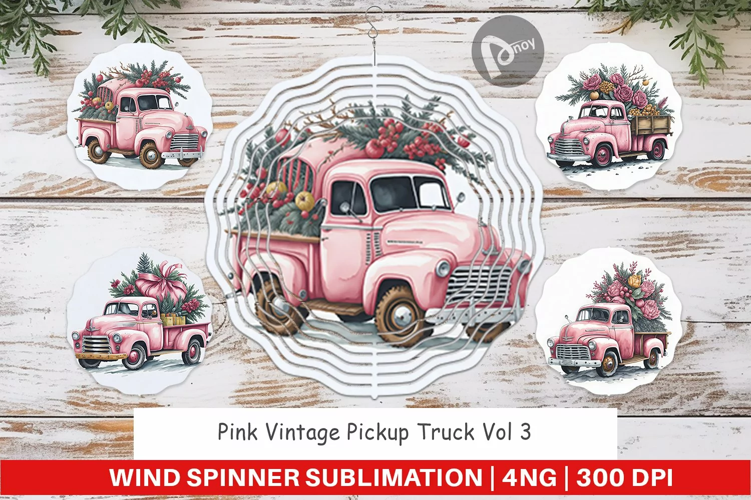 Wind Spinner Pink Vintage Pickup Truck product image 1