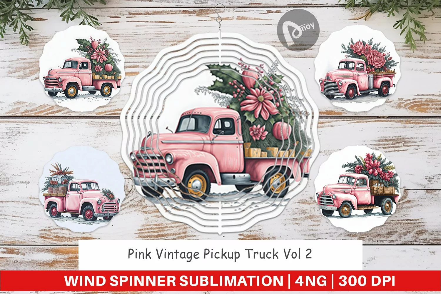 Wind Spinner Pink Vintage Pickup Truck product image 1