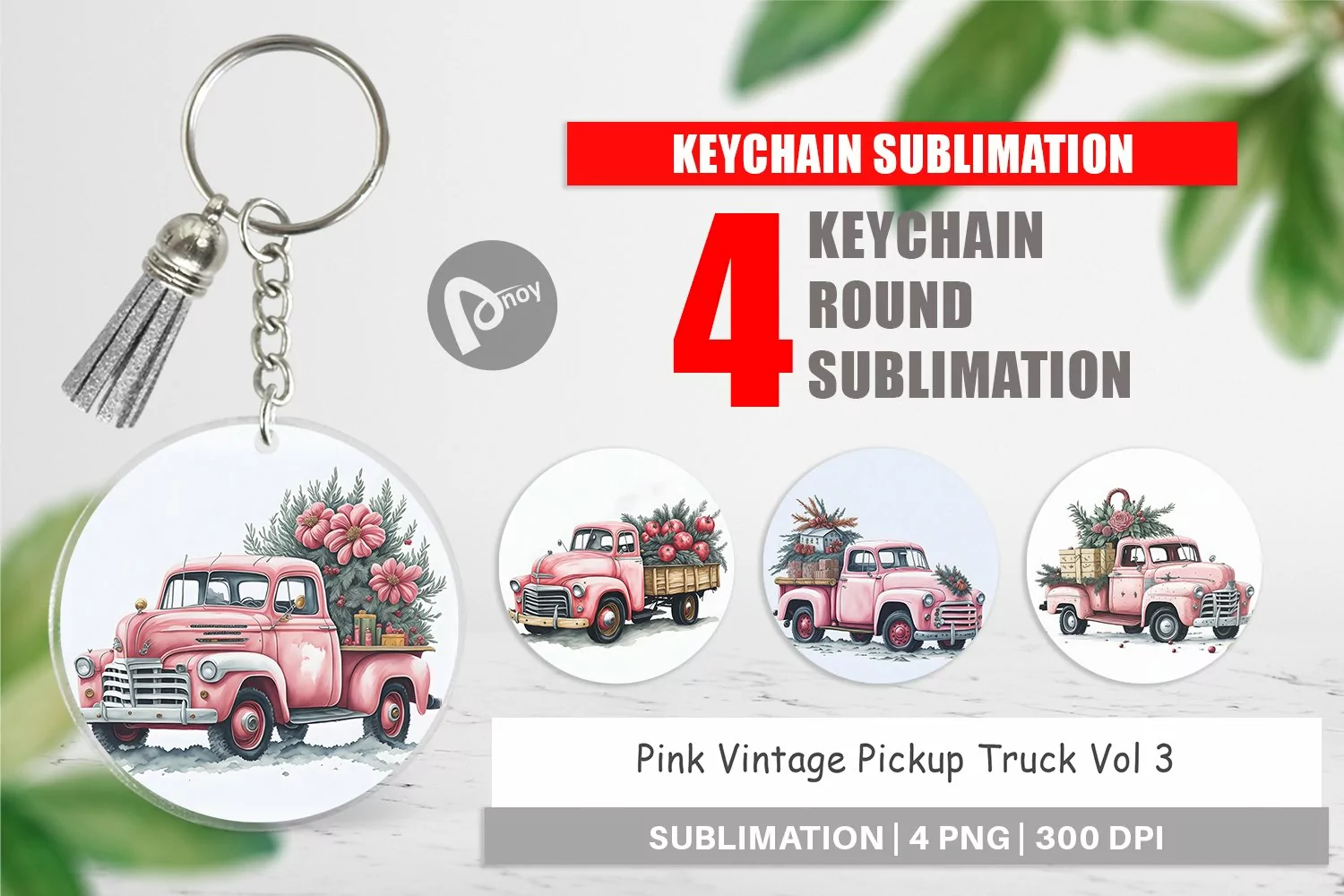 Keychain Pink Vintage Pickup Truck product image 1