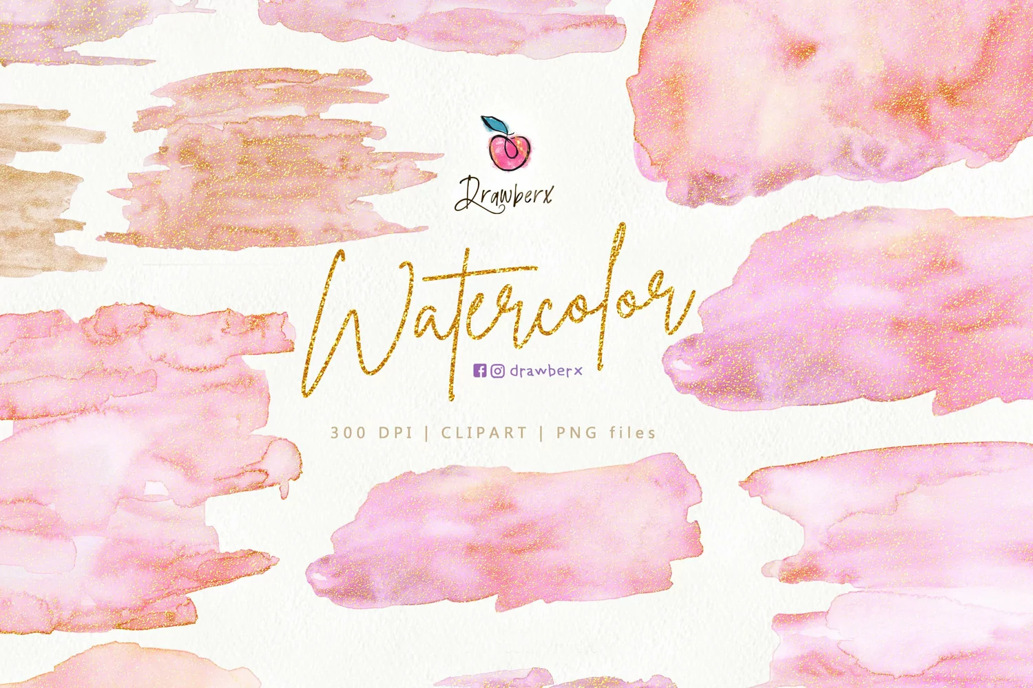 Brush Strokes png, Watercolor Clipart, paint splashes 132 product image 1