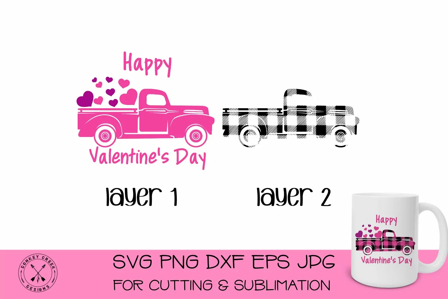Vintage Plaid Truck PNG|Happy Valentine's Day Cut File product image 1