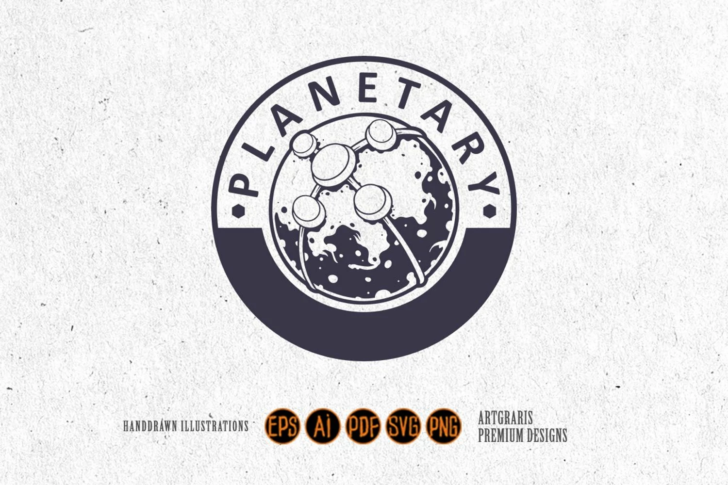 Planet vintage logo monochrome svg product image 1