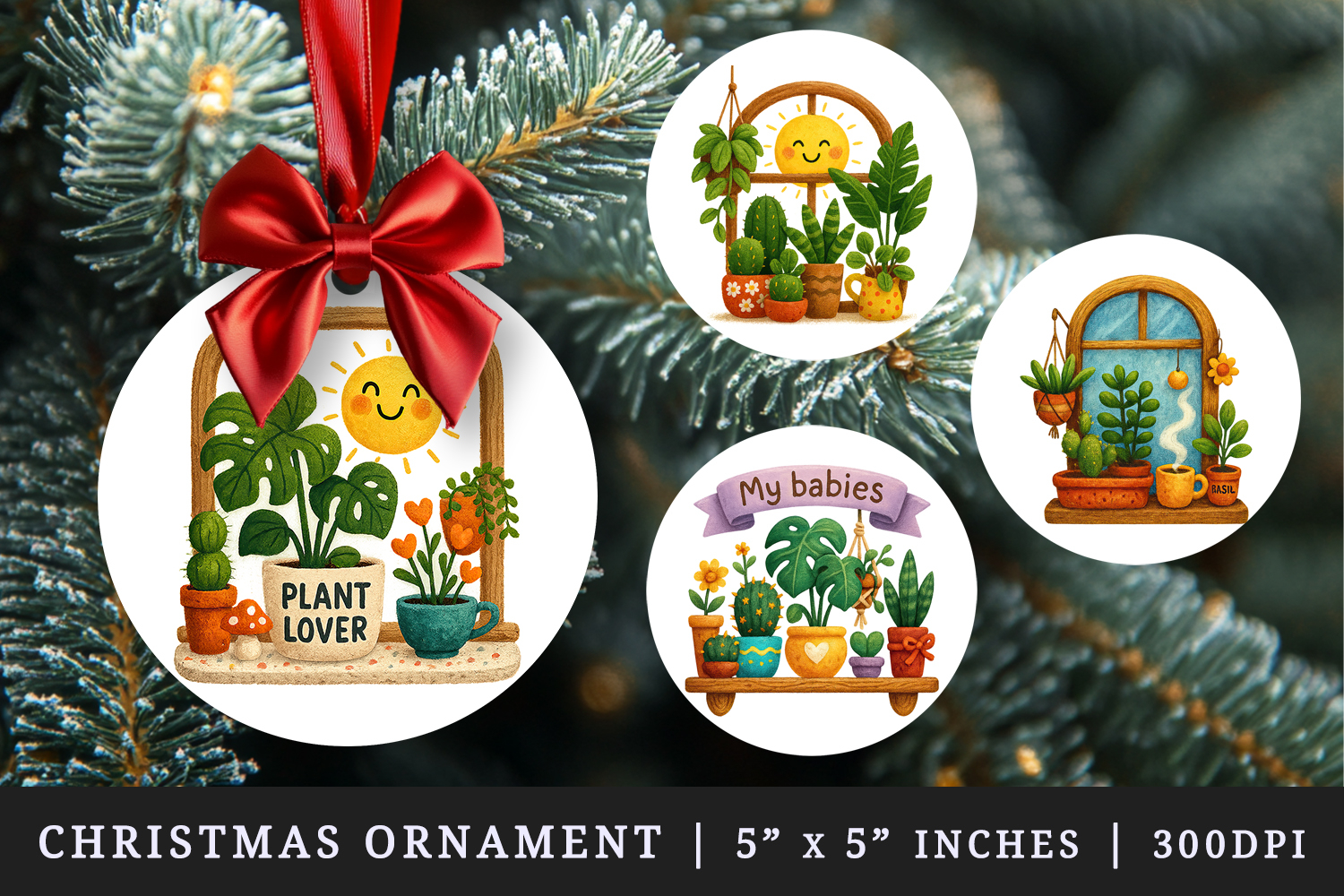 Plant Lover round ornaments sublimation design product image 1