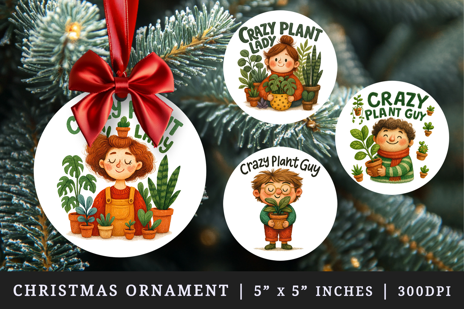 Plant Lover round ornaments sublimation design product image 1