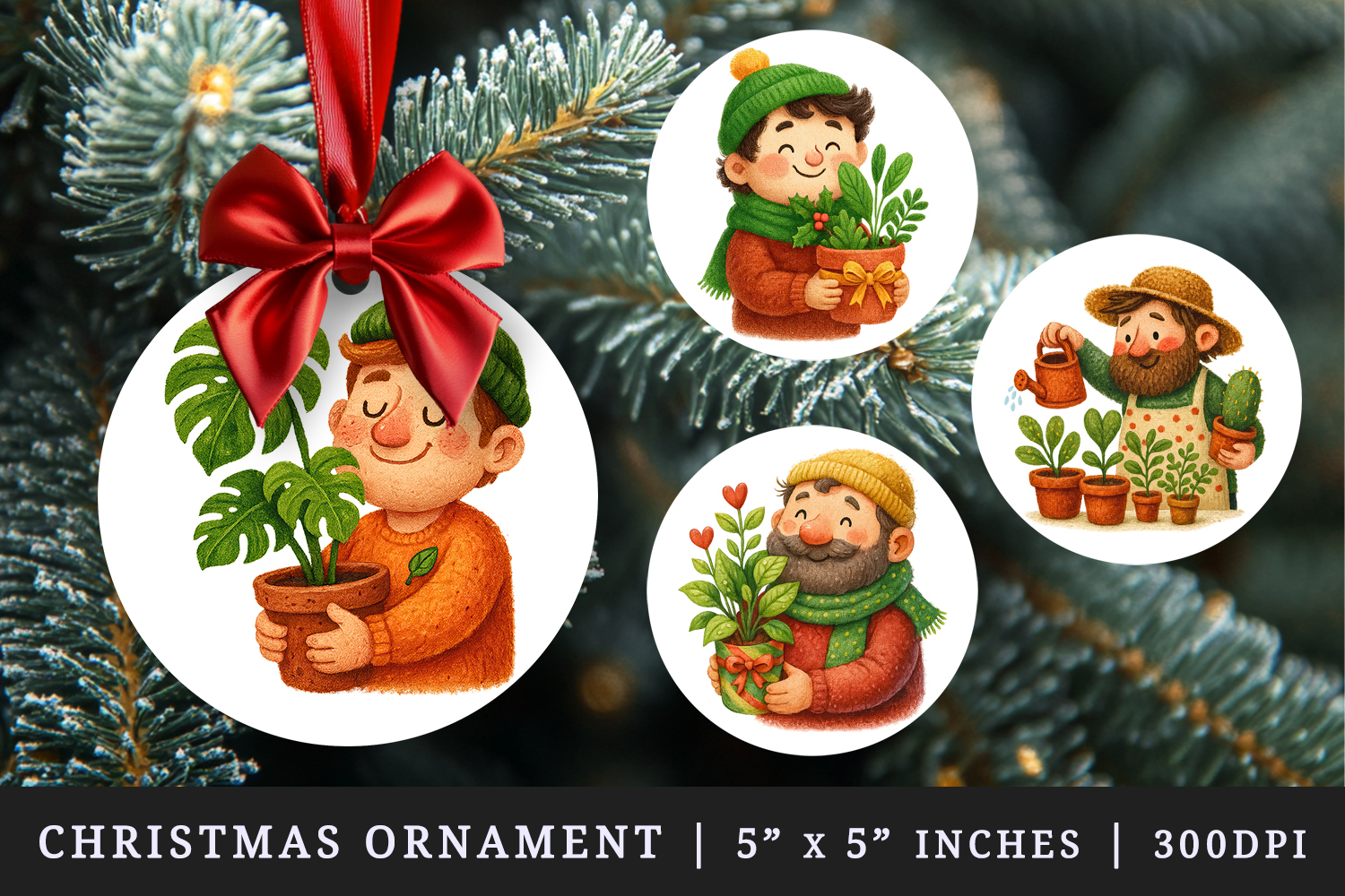 Plant Lover round ornaments sublimation design product image 1