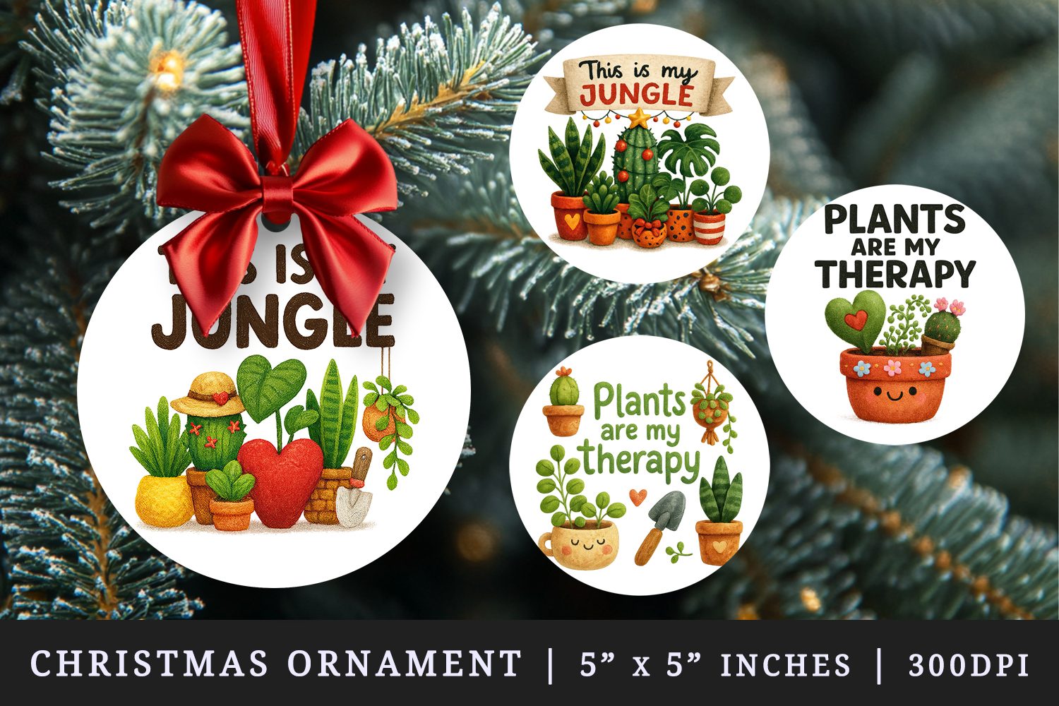Plant Lover round ornaments sublimation design product image 1