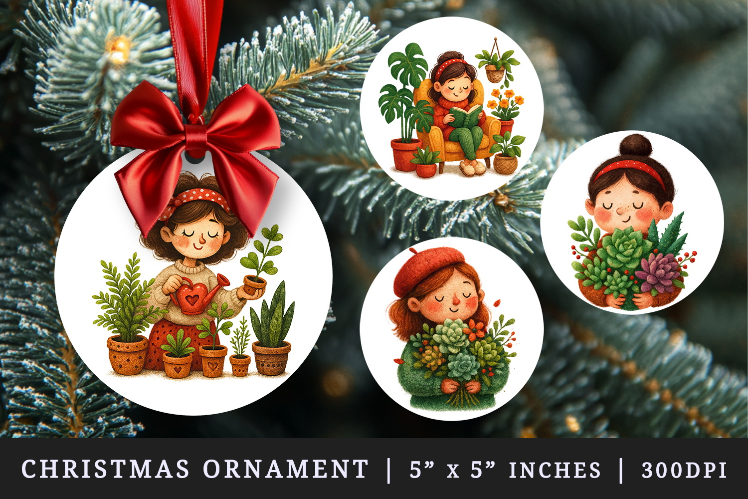 Plant Lover round ornaments sublimation design product image 1