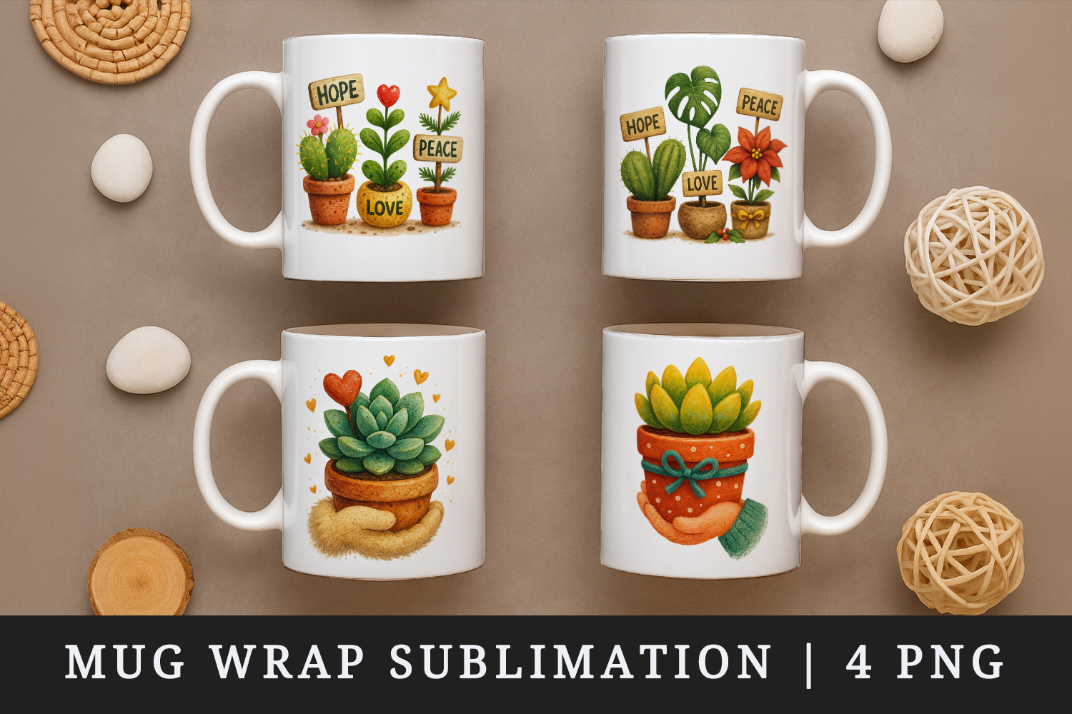 Plant Lover mug wrap printable sublimation design product image 1